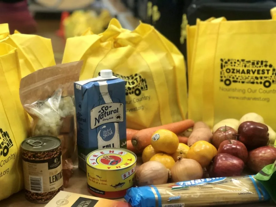 Close up image of the food in an ozharvest hamper bag