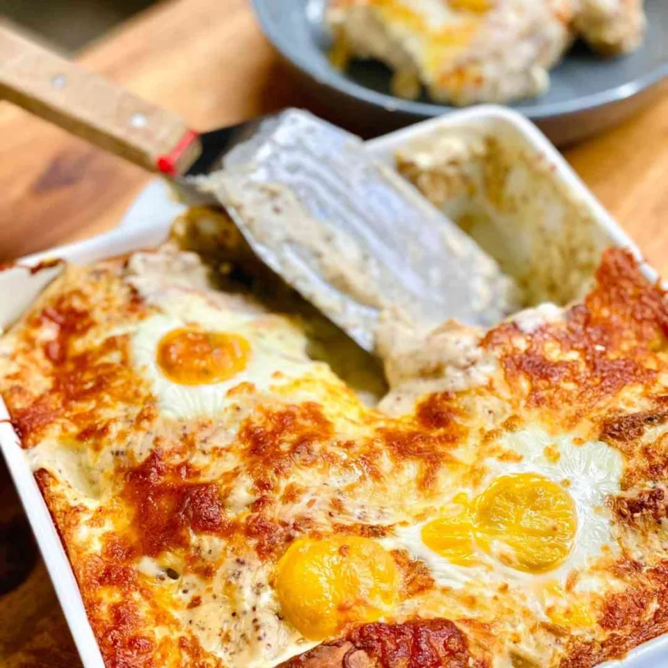 Ham Croque Madam Traybake Recipe