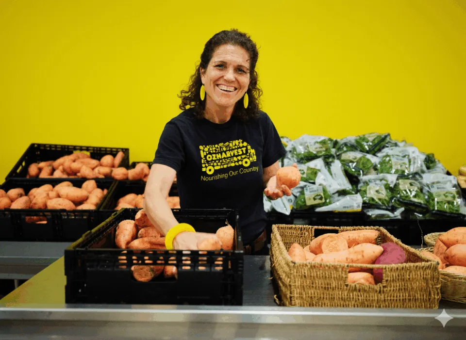 OzHarvest worker at the market in waterloo
